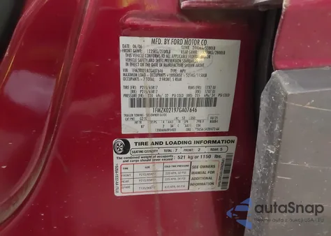 2007 Ford Freestyle Sel from USA, damaged, VIN 1FMZK02197GA07646